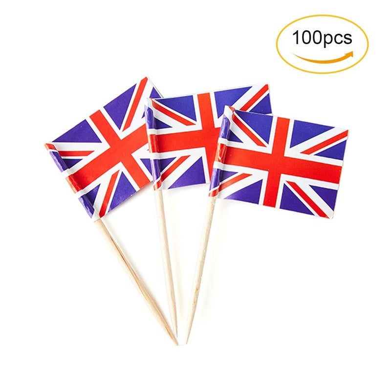 mflagperft UK Flag British Flag, Small Mini British Toothpick Flags for Food, Cupcakes, Cocktails, Appetizers, Bar Party Decorations - Image 4